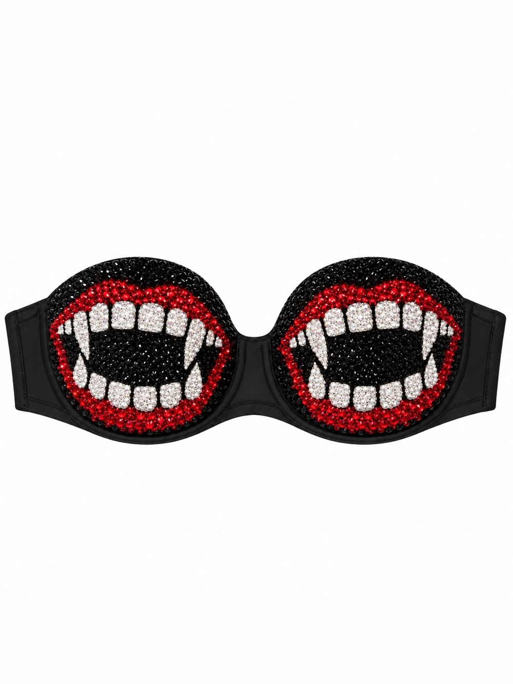 42D Vampire Design Rhinestone Crystal Glam Bra New